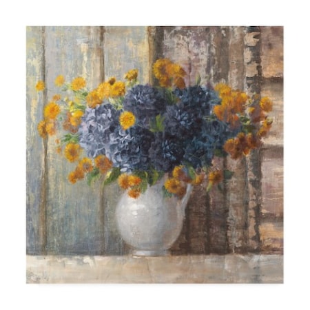 Danhui Nai 'Fall Dahlia Bouquet Crop Blue' Canvas Art,24x24